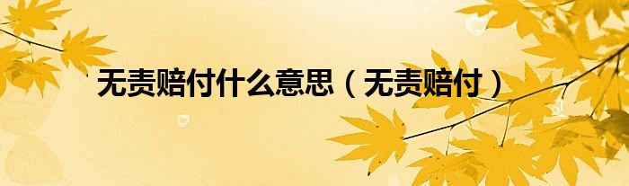 无责赔付什么意思（无责赔付）