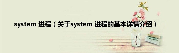 system 进程（关于system 进程的基本详情介绍）