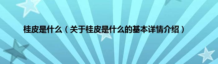 桂皮是什么（关于桂皮是什么的基本详情介绍）