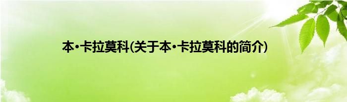本·卡拉莫科(关于本·卡拉莫科的简介)