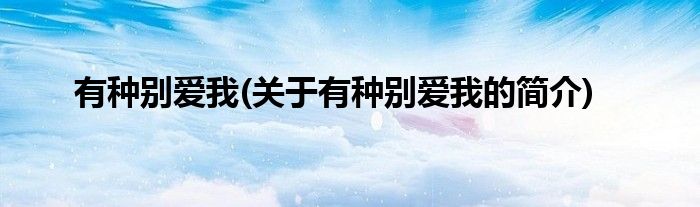 有种别爱我(关于有种别爱我的简介)