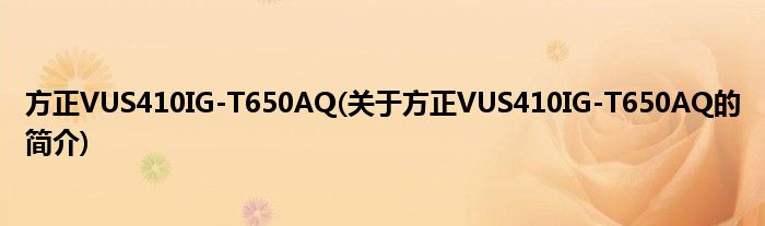 方正VUS410IG-T650AQ(关于方正VUS410IG-T650AQ的简介)