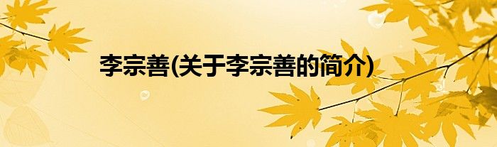李宗善(关于李宗善的简介)