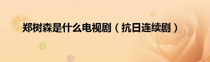 郑树森是什么电视剧（抗日连续剧）