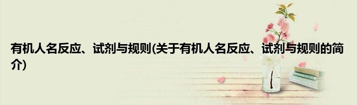 有机人名反应、试剂与规则(关于有机人名反应、试剂与规则的简介)