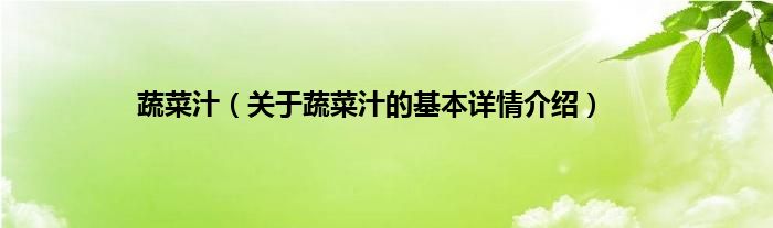 蔬菜汁（关于蔬菜汁的基本详情介绍）