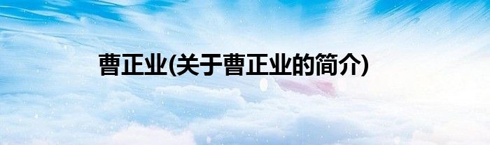 曹正业(关于曹正业的简介)