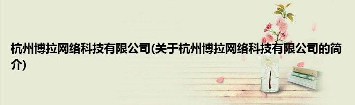杭州博拉网络科技有限公司(关于杭州博拉网络科技有限公司的简介)