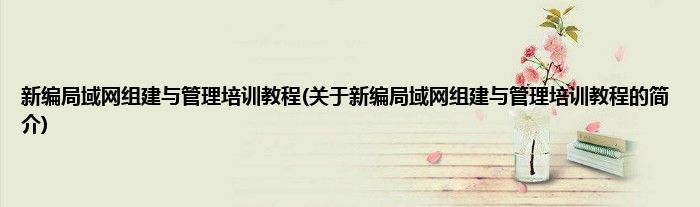 新编局域网组建与管理培训教程(关于新编局域网组建与管理培训教程的简介)