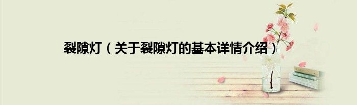 裂隙灯（关于裂隙灯的基本详情介绍）