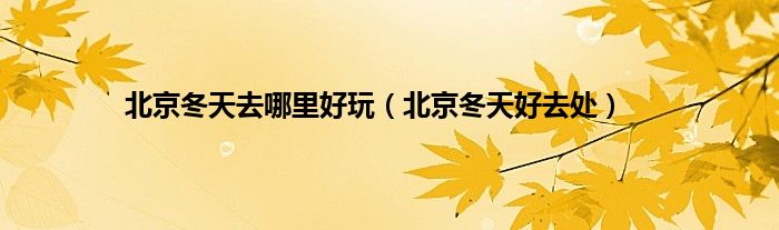 北京冬天去哪里好玩（北京冬天好去处）