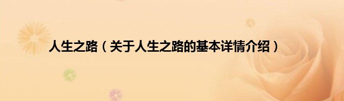 人生之路（关于人生之路的基本详情介绍）