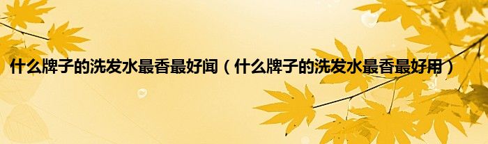 什么牌子的洗发水最香最好闻（什么牌子的洗发水最香最好用）