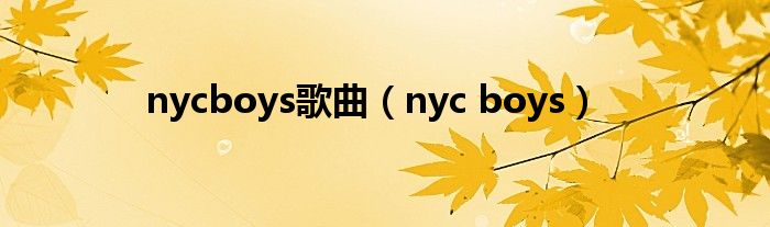 nycboys歌曲（nyc boys）