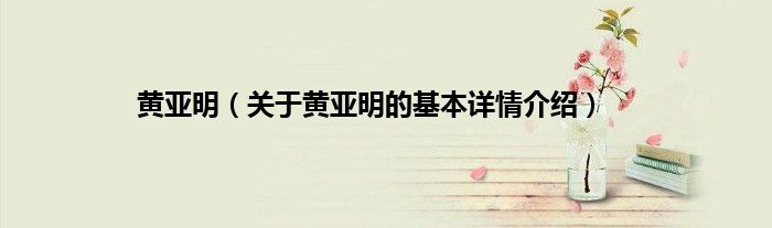 黄亚明（关于黄亚明的基本详情介绍）