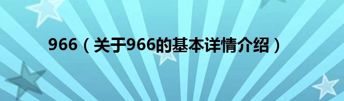 966（关于966的基本详情介绍）