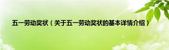 五一劳动奖状（关于五一劳动奖状的基本详情介绍）