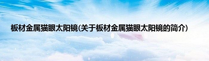 板材金属猫眼太阳镜(关于板材金属猫眼太阳镜的简介)