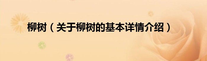 柳树（关于柳树的基本详情介绍）