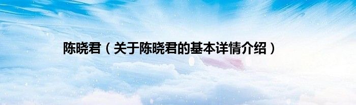 陈晓君（关于陈晓君的基本详情介绍）