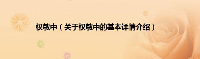 权敏中（关于权敏中的基本详情介绍）