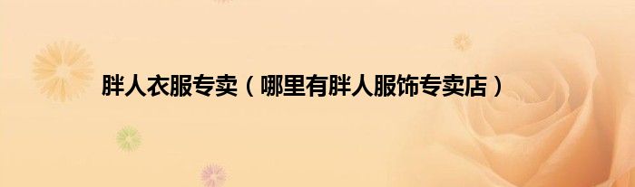 胖人衣服专卖（哪里有胖人服饰专卖店）